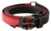 Costume National Red Brown Leather Silver Logo Buckle Waist Belt -   -  Costume National.